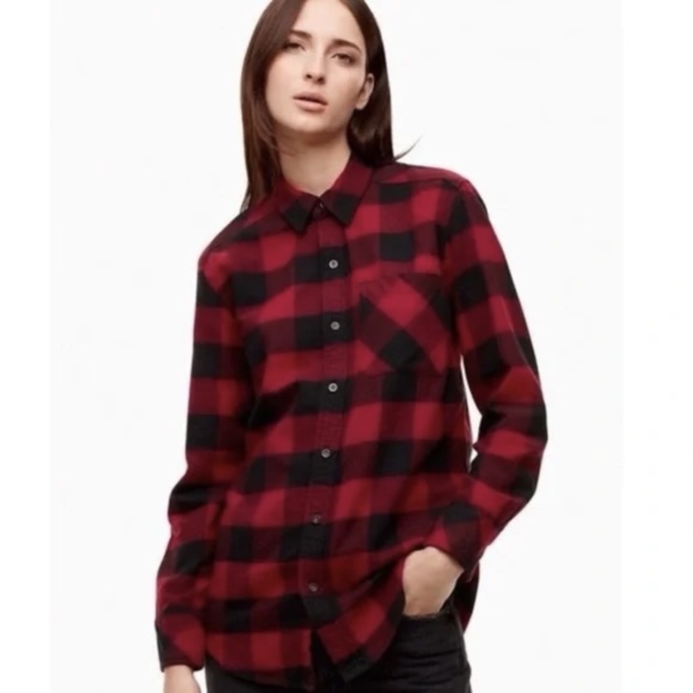 TNA button down plaid flannel shirt